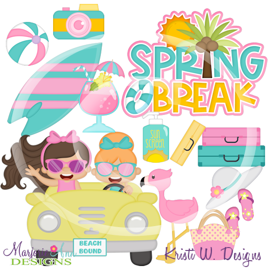 Spring Break-Girls SVG Cutting Files/Paper Piecing +Clipart - Click Image to Close